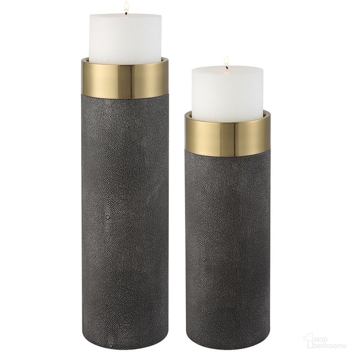 The appearance of Uttermost Wessex Gray Candleholders Set Of 2 designed by Uttermost in the modern / contemporary interior design. This gray piece of furniture  was selected by 1StopBedrooms from Wessex Collection to add a touch of cosiness and style into your home. Sku: 18061. Material: Metal. Product Type: Candle Holder. Image1