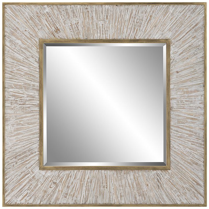 The appearance of Uttermost Wharton Whitewashed Square Mirror designed by Uttermost in the transitional interior design. This gold piece of furniture  was selected by 1StopBedrooms from Wharton Collection to add a touch of cosiness and style into your home. Sku: 09854. Material: MDF. Product Type: Accent Mirror. Image1