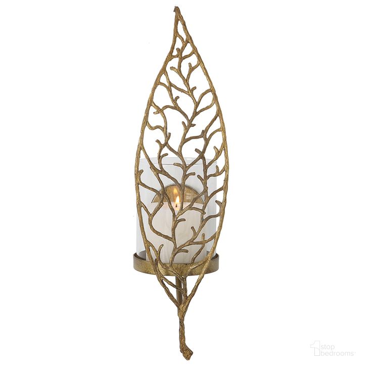 The appearance of Uttermost Woodland Treasure Gold Candle Sconce designed by Uttermost in the traditional interior design. This gold piece of furniture  was selected by 1StopBedrooms from Woodland Treasure Collection to add a touch of cosiness and style into your home. Sku: 04334. Product Type: Wall Sconce. Material: Metal/Glass. Image1