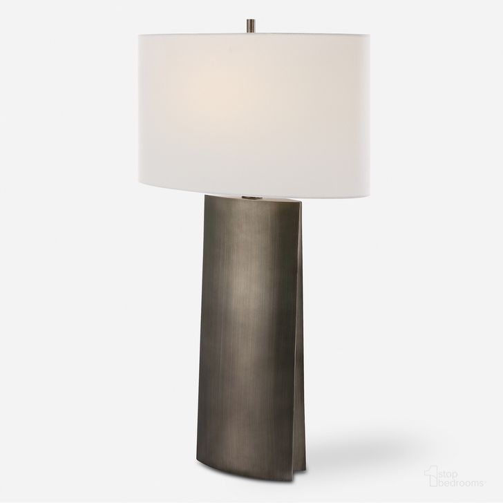 The appearance of V Groove Table Lamp In Brown designed by Uttermost in the  interior design. This brown piece of furniture  was selected by 1StopBedrooms from V-Groove Collection to add a touch of cosiness and style into your home. Sku: 30204. Product Type: Table Lamp. Material: Iron. Image1