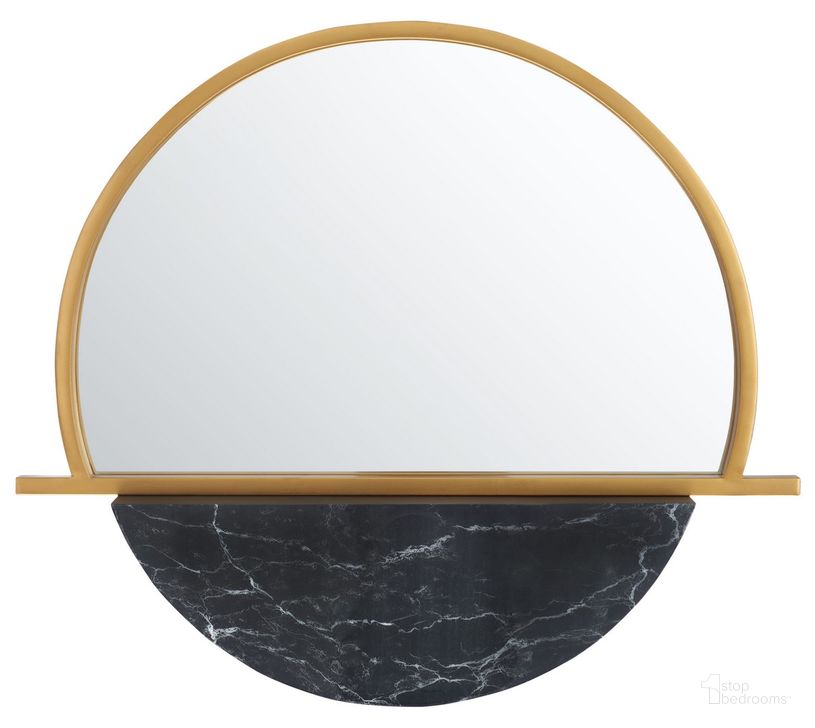 The appearance of Vaiani Mirror in Gold and Black designed by Safavieh in the modern / contemporary interior design. This gold/black piece of furniture  was selected by 1StopBedrooms from Vaiani Collection to add a touch of cosiness and style into your home. Sku: MRR3058A. Product Type: Mirror. Material: Iron. Image1