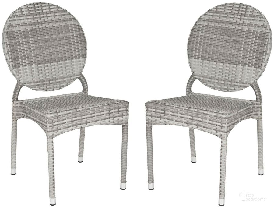 The appearance of Valdez Grey Indoor/Outdoor Stacking Side Chair Set of 2 FOX5204B designed by Safavieh in the modern / contemporary interior design. This grey piece of furniture  was selected by 1StopBedrooms from Valdez Collection to add a touch of cosiness and style into your home. Sku: FOX5204B-SET2. Material: Aluminum. Product Type: Side Chair. Image1