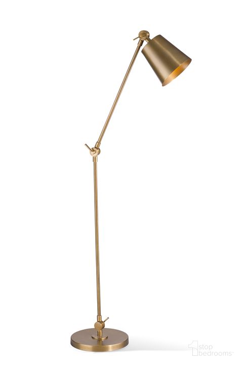 The appearance of Van Floor Lamp In Antique Brass designed by Bassett Mirror Company in the industrial interior design. This antique brass piece of furniture  was selected by 1StopBedrooms from  to add a touch of cosiness and style into your home. Sku: L4297F. Material: Metal. Product Type: Floor Lamp. Image1