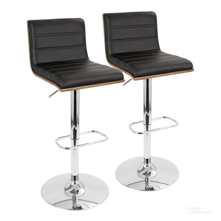 The appearance of Vasari Adjustable Barstool Set of 2 In Black designed by Lumisource in the transitional interior design. This black piece of furniture  was selected by 1StopBedrooms from Vasari Collection to add a touch of cosiness and style into your home. Sku: BS-VSR2-SWVREC WLBK2. Material: Wood. Product Type: Barstool. Image1
