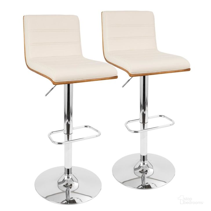 The appearance of Vasari Adjustable Barstool Set of 2 In Cream designed by Lumisource in the transitional interior design. This cream piece of furniture  was selected by 1StopBedrooms from Vasari Collection to add a touch of cosiness and style into your home. Sku: BS-VSR2-SWVREC WLCR2. Material: Wood. Product Type: Barstool. Image1