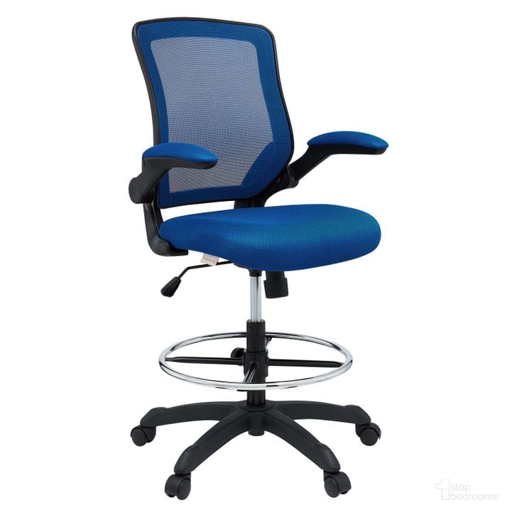 The appearance of Veer Blue Drafting Chair designed by Modway in the modern / contemporary interior design. This blue piece of furniture  was selected by 1StopBedrooms from Veer Collection to add a touch of cosiness and style into your home. Sku: EEI-1423-BLU. Material: Metal. Product Type: Office Chair. Image1