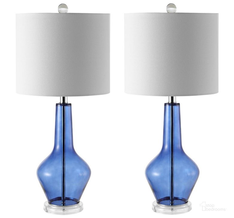 The appearance of Velor Blue Table Lamp Set of 2 designed by Safavieh in the modern / contemporary interior design. This blue piece of furniture  was selected by 1StopBedrooms from Velor Collection to add a touch of cosiness and style into your home. Sku: TBL4220B-SET2. Material: Chrome. Product Type: Table Lamp. Image1