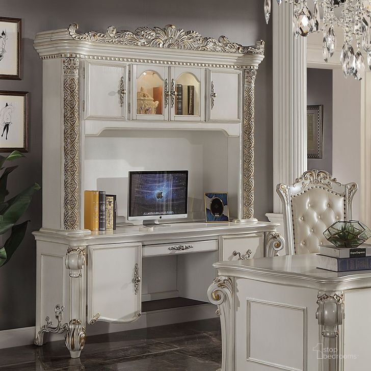 The appearance of Vendome Computer Desk And Hutch In Antique Pearl designed by ACME in the transitional interior design. This antique pearl piece of furniture  was selected by 1StopBedrooms from Vendome Collection to add a touch of cosiness and style into your home. Sku: OF01519-1;OF01519-2. Material: Wood. Product Type: Desk & Hutch. Image1