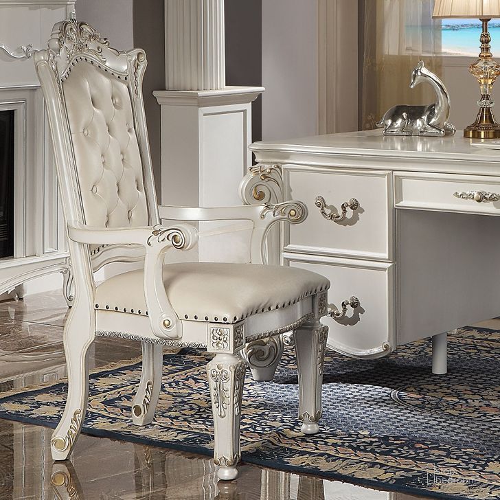The appearance of Vendome Executive Office Chair In Antique Pearl designed by ACME in the transitional interior design. This antique pearl piece of furniture  was selected by 1StopBedrooms from Vendome Collection to add a touch of cosiness and style into your home. Sku: OF01518. Material: Wood. Product Type: Office Chair. Image1