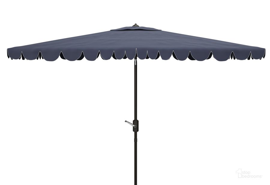 The appearance of Venice 6.5 X 10 Ft Rect Crank Umbrella PAT8310A designed by Safavieh in the modern / contemporary interior design. This white navy piece of furniture  was selected by 1StopBedrooms from Venice Collection to add a touch of cosiness and style into your home. Sku: PAT8310A. Material: Aluminum. Product Type: Umbrella. Image1