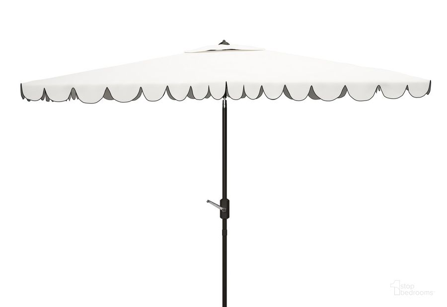 The appearance of Venice 6.5 X 10 Ft Rect Crank Umbrella PAT8310E designed by Safavieh in the modern / contemporary interior design. This white and black piece of furniture  was selected by 1StopBedrooms from Venice Collection to add a touch of cosiness and style into your home. Sku: PAT8310E. Material: Aluminum. Product Type: Umbrella. Image1