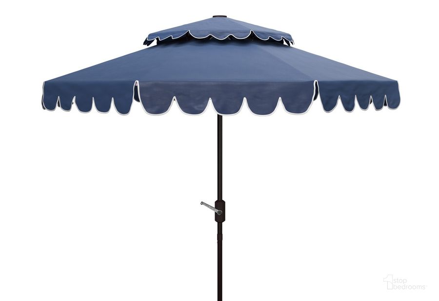The appearance of Venice 9Ft Rnd Double Top Crank Umbrella PAT8210A designed by Safavieh in the modern / contemporary interior design. This white navy piece of furniture  was selected by 1StopBedrooms from Venice Collection to add a touch of cosiness and style into your home. Sku: PAT8210A. Material: Aluminum. Product Type: Umbrella. Image1