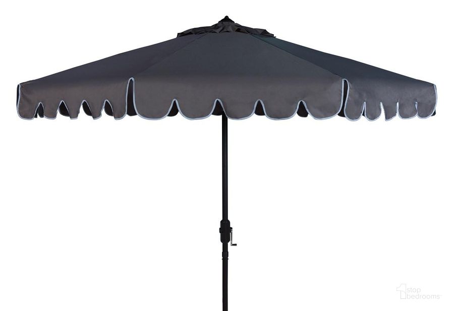 The appearance of Venice Grey and White Single Scallop 9 Crank Outdoor Auto Tilt Umbrella designed by Safavieh in the modern / contemporary interior design. This white and taupe piece of furniture  was selected by 1StopBedrooms from Venice Collection to add a touch of cosiness and style into your home. Sku: PAT8010B. Material: Aluminum. Product Type: Umbrella. Image1