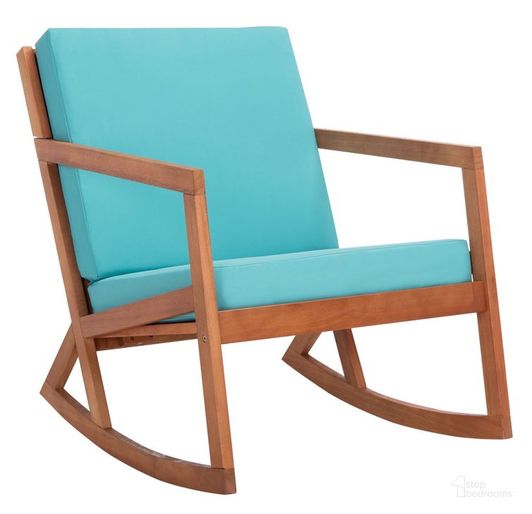 The appearance of Vernon Rocking Chair in Aqua designed by Safavieh in the modern / contemporary interior design. This aqua piece of furniture  was selected by 1StopBedrooms from Vernon Collection to add a touch of cosiness and style into your home. Sku: PAT7013Q. Material: Wood. Product Type: Outdoor Chair. Image1