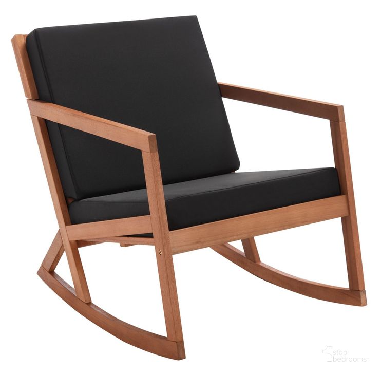 The appearance of Vernon Rocking Chair in Natural and Black designed by Safavieh in the modern / contemporary interior design. This natural/black piece of furniture  was selected by 1StopBedrooms from Vernon Collection to add a touch of cosiness and style into your home. Sku: PAT7013X. Material: Wood. Product Type: Outdoor Chair. Image1