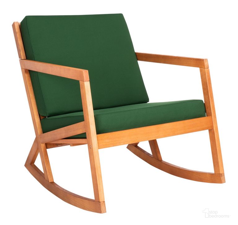 The appearance of Vernon Rocking Chair in Natural and Green designed by Safavieh in the modern / contemporary interior design. This natural and green piece of furniture  was selected by 1StopBedrooms from Vernon Collection to add a touch of cosiness and style into your home. Sku: PAT7013N. Material: Wood. Product Type: Outdoor Chair. Image1
