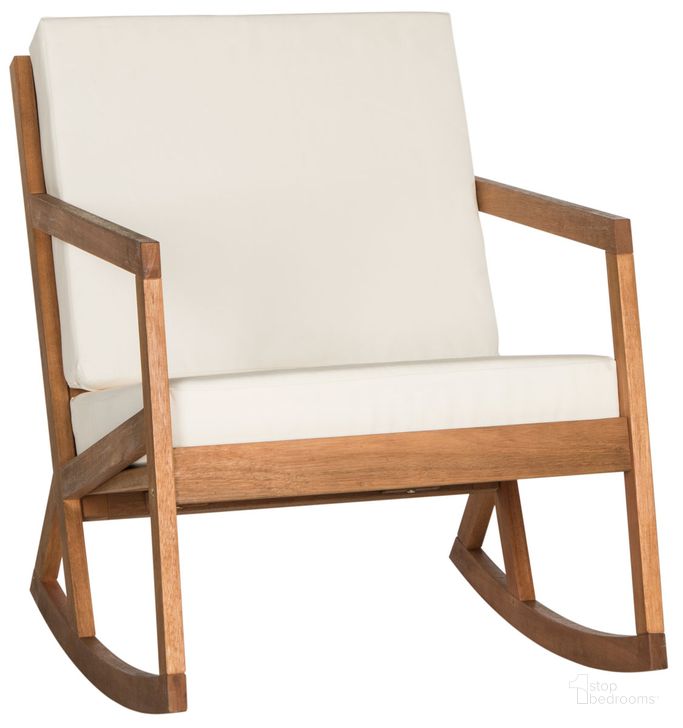 The appearance of Vernon Teak Brown and Beige Rocking Chair designed by Safavieh in the modern / contemporary interior design. This beige piece of furniture  was selected by 1StopBedrooms from Vernon Collection to add a touch of cosiness and style into your home. Sku: PAT7013A. Material: Steel. Product Type: Living Room Chair. Image1