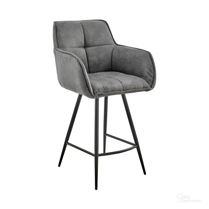 The appearance of Verona 26 Inch Counter Height Bar Stool In Charcoal Fabric and Black Finish designed by Armen Living in the modern / contemporary interior design. This charcoal piece of furniture  was selected by 1StopBedrooms from Verona Collection to add a touch of cosiness and style into your home. Sku: LCVRBACH26. Material: Fabric. Product Type: Barstool. Image1