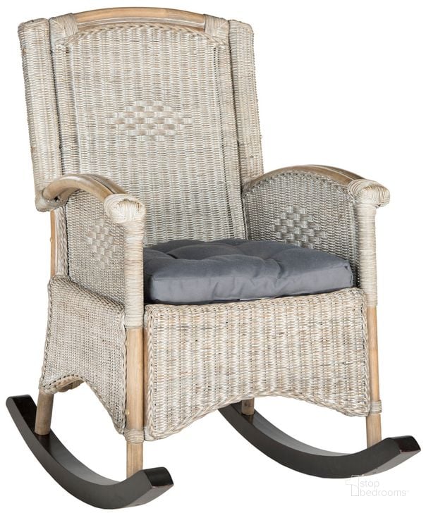 The appearance of Verona Antique Grey Rocking Chair designed by Safavieh in the modern / contemporary interior design. This antique grey piece of furniture  was selected by 1StopBedrooms from Verona Collection to add a touch of cosiness and style into your home. Sku: SEA8034A. Product Type: Living Room Chair. Material: Rattan. Image1
