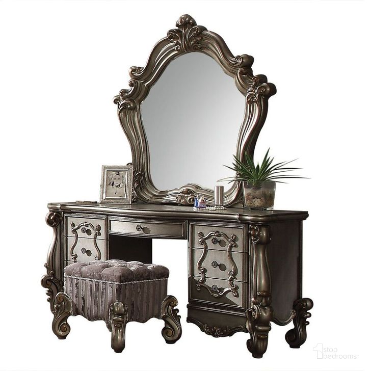 The appearance of Versailles Vanity Desk In Antique Platinum designed by ACME in the rustic / southwestern interior design. This antique platinum piece of furniture  was selected by 1StopBedrooms from Versailles Collection to add a touch of cosiness and style into your home. Sku: 26847. Material: Wood. Product Type: Vanity Desk.