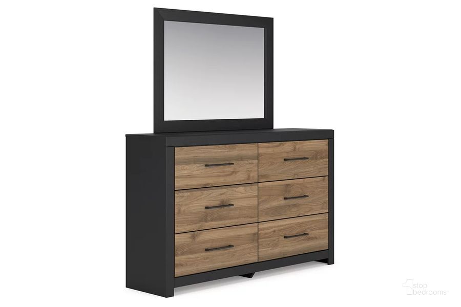 The appearance of Vertani Dresser and Mirror In Black designed by Signature Design by Ashley in the transitional interior design. This black piece of furniture  was selected by 1StopBedrooms from Vertani Collection to add a touch of cosiness and style into your home. Sku: B2073-31;B2073-36. Product Type: Dresser and Mirror. Image1