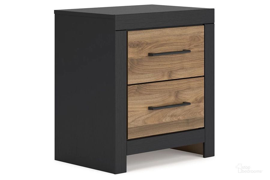 The appearance of Vertani Nightstand In Black and Brown designed by Signature Design by Ashley in the transitional interior design. This black/brown piece of furniture  was selected by 1StopBedrooms from Vertani Collection to add a touch of cosiness and style into your home. Sku: B2073-92. Product Type: Nightstand. Image1
