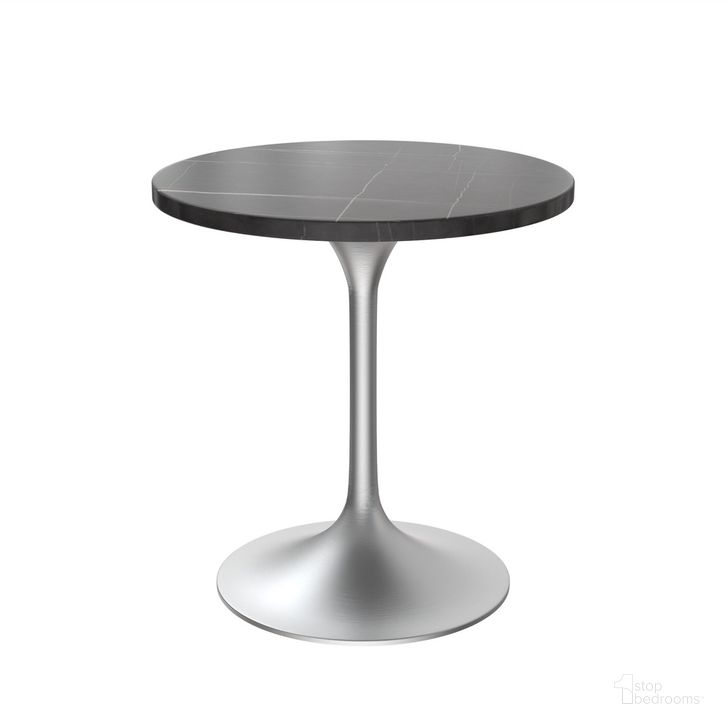 The appearance of Verve 27 Inch Round Dining Table In Black designed by LeisureMod in the modern / contemporary interior design. This black piece of furniture  was selected by 1StopBedrooms from Verve Collection to add a touch of cosiness and style into your home. Sku: VT20BS-27BLS. Table Base Style: Pedestal. Table Top Shape: Round. Product Type: Dining Table. Material: Stainless Steel. Size: 27". Image1