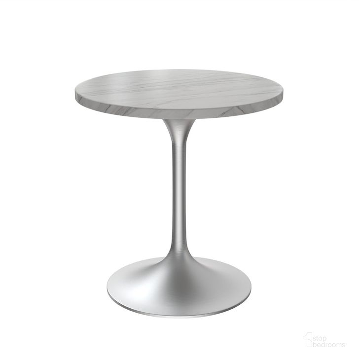 The appearance of Verve 27 Inch Round Dining Table In White designed by LeisureMod in the modern / contemporary interior design. This white piece of furniture  was selected by 1StopBedrooms from Verve Collection to add a touch of cosiness and style into your home. Sku: VT20BS-27WS. Table Base Style: Pedestal. Table Top Shape: Round. Product Type: Dining Table. Material: Stainless Steel. Size: 27". Image1