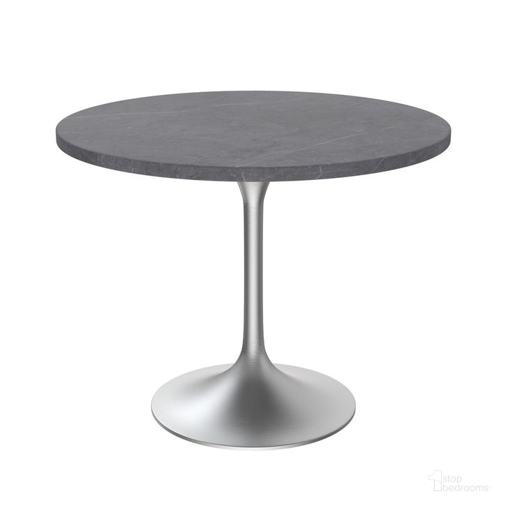 The appearance of Verve 36 Inch Round Dining Table In Grey designed by LeisureMod in the modern / contemporary interior design. This grey piece of furniture  was selected by 1StopBedrooms from Verve Collection to add a touch of cosiness and style into your home. Sku: VT20BS-36GRS. Table Base Style: Pedestal. Table Top Shape: Round. Product Type: Dining Table. Material: Stainless Steel. Size: 36". Image1