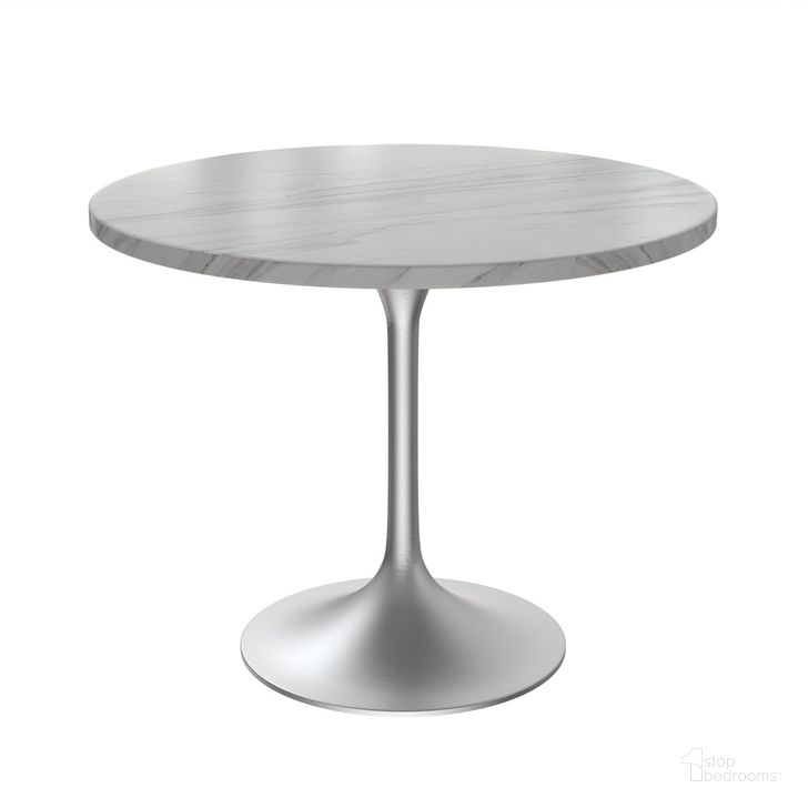 The appearance of Verve 36 Inch Round Dining Table In White designed by LeisureMod in the modern / contemporary interior design. This white piece of furniture  was selected by 1StopBedrooms from Verve Collection to add a touch of cosiness and style into your home. Sku: VT20BS-36WS. Table Base Style: Pedestal. Table Top Shape: Round. Product Type: Dining Table. Material: Stainless Steel. Size: 36". Image1