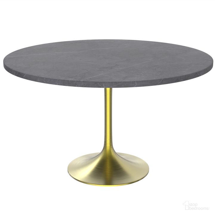 The appearance of Verve 48 Inch Round Dining Table In Grey designed by LeisureMod in the modern / contemporary interior design. This grey piece of furniture  was selected by 1StopBedrooms from Verve Collection to add a touch of cosiness and style into your home. Sku: VT23BG-48GRS. Table Base Style: Pedestal. Table Top Shape: Round. Product Type: Dining Table. Material: Stainless Steel. Size: 48". Image1