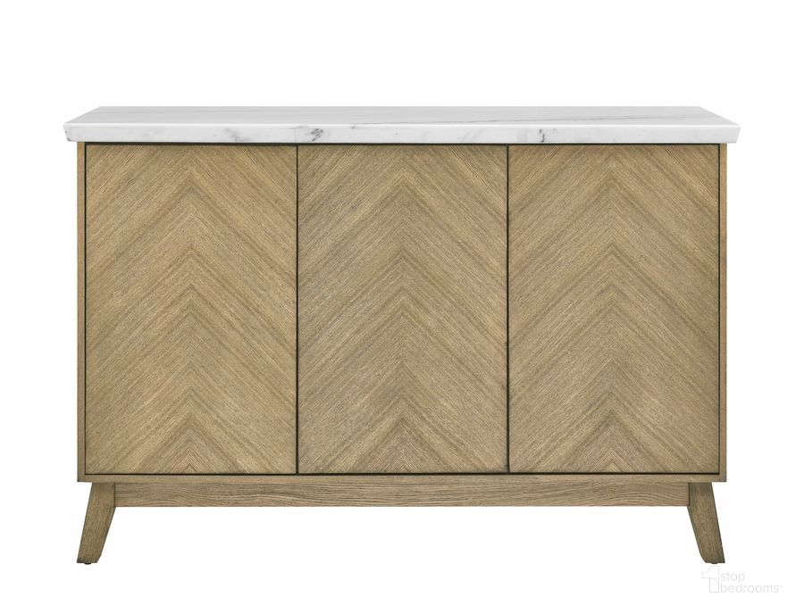 The appearance of Vida White Marble Top Sidebaord In Brown designed by Steve Silver in the transitional interior design. This brown piece of furniture  was selected by 1StopBedrooms from Vida Collection to add a touch of cosiness and style into your home. Sku: VD500WSV. Product Type: Sideboard. Material: Plywood. Image1