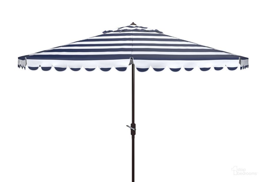 The appearance of Vienna 11Ft Rnd Crank Umbrella PAT8111C designed by Safavieh in the modern / contemporary interior design. This white navy piece of furniture  was selected by 1StopBedrooms from Vienna Collection to add a touch of cosiness and style into your home. Sku: PAT8111C. Material: Aluminum. Product Type: Umbrella. Image1