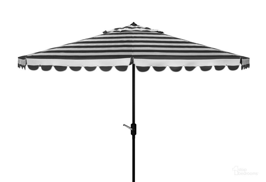 The appearance of Vienna 11Ft Rnd Crank Umbrella PAT8111D designed by Safavieh in the modern / contemporary interior design. This black and white piece of furniture  was selected by 1StopBedrooms from Vienna Collection to add a touch of cosiness and style into your home. Sku: PAT8111D. Material: Aluminum. Product Type: Umbrella. Image1