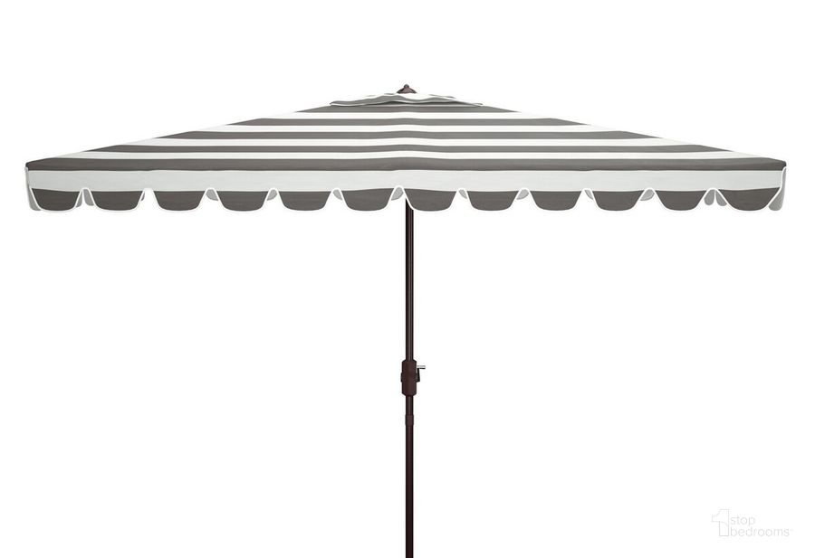 The appearance of Vienna 6.5 X 10 Ft Rect Crank Umbrella PAT8311B designed by Safavieh in the modern / contemporary interior design. This grey/white piece of furniture  was selected by 1StopBedrooms from Vienna Collection to add a touch of cosiness and style into your home. Sku: PAT8311B. Material: Aluminum. Product Type: Umbrella. Image1