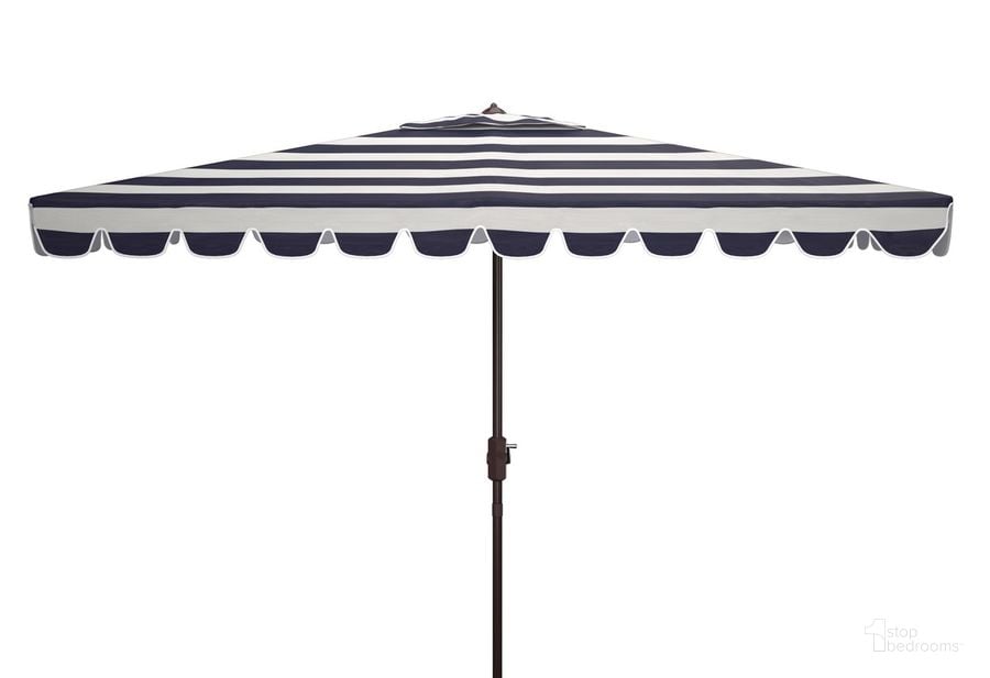 The appearance of Vienna 6.5 X 10 Ft Rect Crank Umbrella PAT8311D designed by Safavieh in the modern / contemporary interior design. This black and white piece of furniture  was selected by 1StopBedrooms from Vienna Collection to add a touch of cosiness and style into your home. Sku: PAT8311D. Material: Aluminum. Product Type: Umbrella. Image1