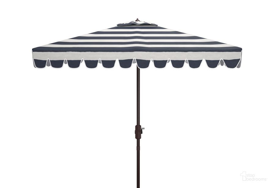 The appearance of Vienna 7.5 Ft Square Crank Umbrella PAT8411C designed by Safavieh in the modern / contemporary interior design. This white navy piece of furniture  was selected by 1StopBedrooms from Vienna Collection to add a touch of cosiness and style into your home. Sku: PAT8411C. Material: Aluminum. Product Type: Umbrella. Image1