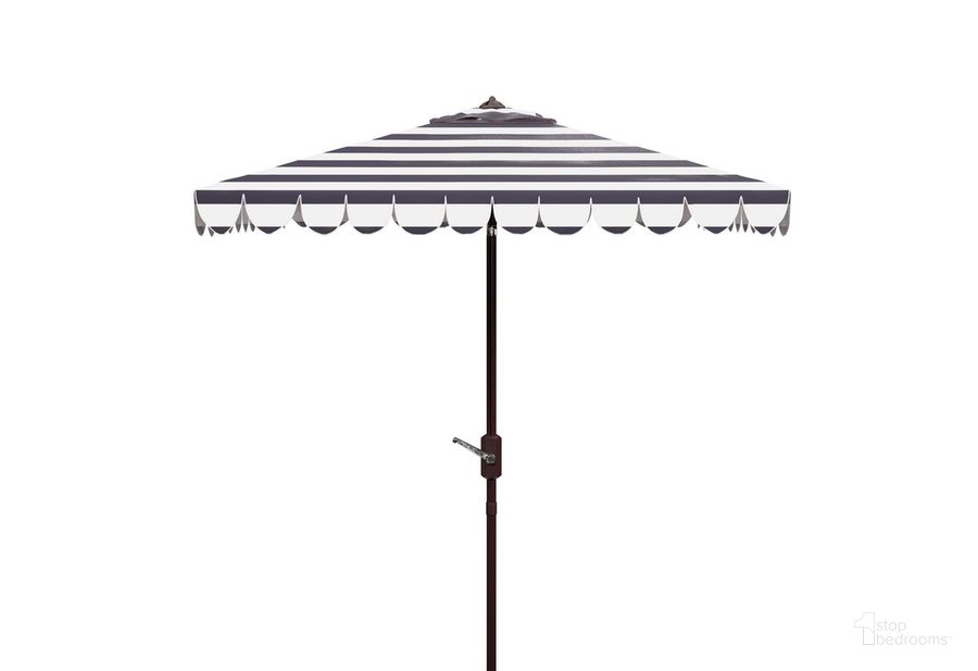 The appearance of Vienna 7.5 Ft Square Crank Umbrella PAT8411D designed by Safavieh in the modern / contemporary interior design. This black and white piece of furniture  was selected by 1StopBedrooms from Vienna Collection to add a touch of cosiness and style into your home. Sku: PAT8411D. Material: Aluminum. Product Type: Umbrella. Image1