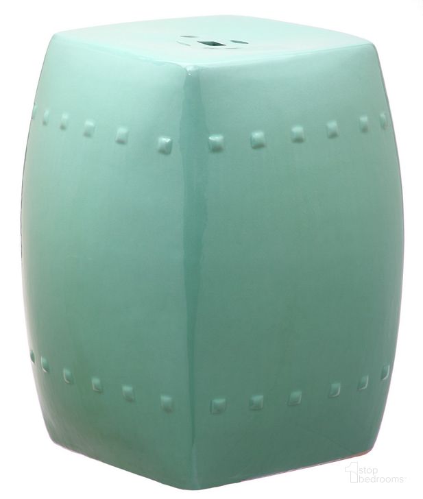 The appearance of Villa Light Blue Garden Stool designed by Safavieh in the traditional interior design. This light blue piece of furniture  was selected by 1StopBedrooms from Villa Collection to add a touch of cosiness and style into your home. Sku: ACS4524C. Product Type: Stool. Image1
