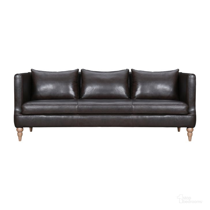 The appearance of Vincenza 85 Inch Leather Sofa In Dark Brown designed by Armen Living in the modern / contemporary interior design. This dark brown piece of furniture  was selected by 1StopBedrooms from Vincenza Collection to add a touch of cosiness and style into your home. Sku: LCVZ3BRN. Material: Leather. Product Type: Sofa. Image1