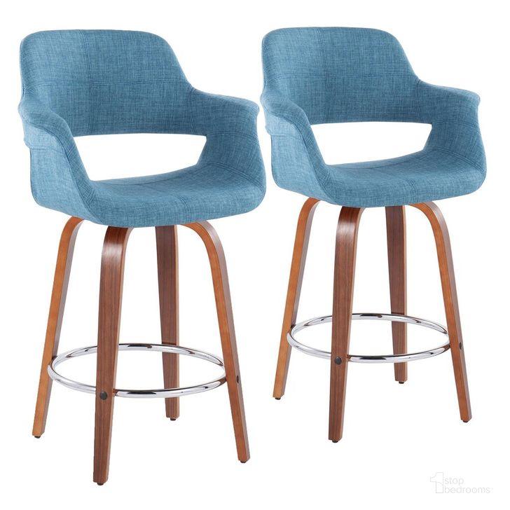 The appearance of Vintage Flair 26 Inch Fixed Height Counter Stool Set of 2 In Chrome designed by Lumisource in the transitional interior design. This blue piece of furniture  was selected by 1StopBedrooms from Vintage Flair Collection to add a touch of cosiness and style into your home. Sku: B26-VFL-GRTZR2 WLBU2. Material: Wood. Product Type: Barstool. Image1