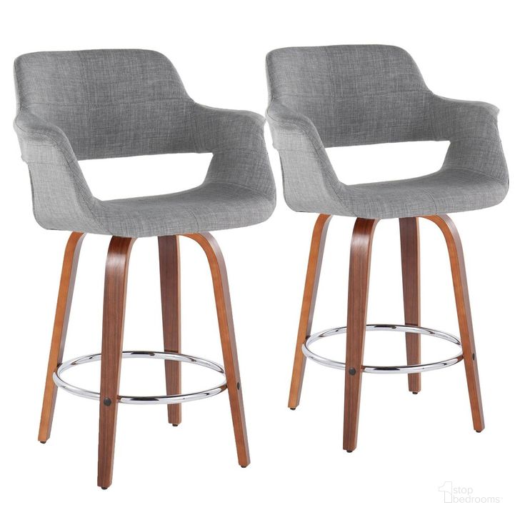 The appearance of Vintage Flair 26 Inch Fixed Height Counter Stool Set of 2 In Chrome designed by Lumisource in the transitional interior design. This gray piece of furniture  was selected by 1StopBedrooms from Vintage Flair Collection to add a touch of cosiness and style into your home. Sku: B26-VFL-GRTZR2 WLLGY2. Material: Wood. Product Type: Barstool. Image1