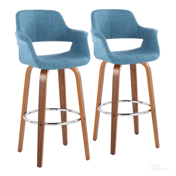 The appearance of Vintage Flair 30 Inch Fixed Height Barstool Set of 2 In Chrome designed by Lumisource in the transitional interior design. This blue piece of furniture  was selected by 1StopBedrooms from Vintage Flair Collection to add a touch of cosiness and style into your home. Sku: B30-VFL-GRTZR2 WLBU2. Material: Wood. Product Type: Barstool. Image1