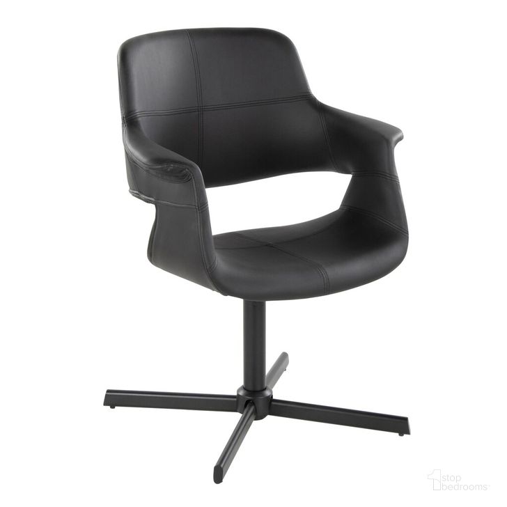 The appearance of Vintage Flair Swivel Accent Chair In Black designed by Lumisource in the modern / contemporary interior design. This black piece of furniture  was selected by 1StopBedrooms from Vintage Flair Collection to add a touch of cosiness and style into your home. Sku: CHR-VFLPU-XPED1 BKBK1. Material: Leather. Product Type: Swivel Chair. Image1
