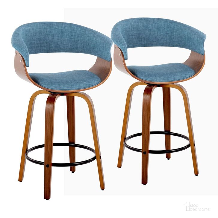 The appearance of Vintage Mod 26 Inch Fixed Height Counter Stool Set of 2 In Black designed by Lumisource in the transitional interior design. This light blue piece of furniture  was selected by 1StopBedrooms from Vintage Mod Collection to add a touch of cosiness and style into your home. Sku: B26-VMO-GRTZQ2 WLWLBU2. Material: Wood. Product Type: Barstool. Image1