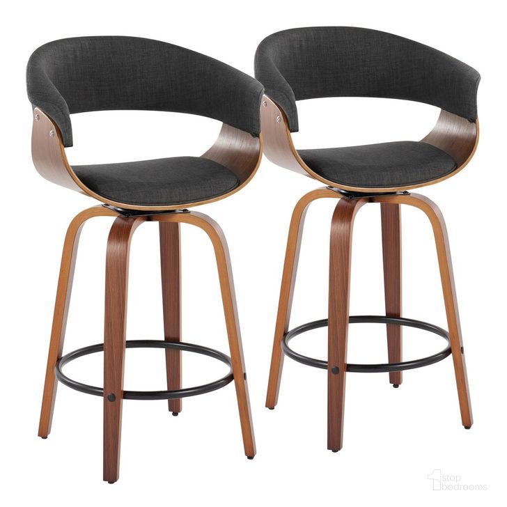 The appearance of Vintage Mod 26 Inch Fixed Height Counter Stool Set of 2 In Black designed by Lumisource in the transitional interior design. This black piece of furniture  was selected by 1StopBedrooms from Vintage Mod Collection to add a touch of cosiness and style into your home. Sku: B26-VMO-GRTZQ2 WLWLCHAR2. Material: Wood. Product Type: Barstool. Image1
