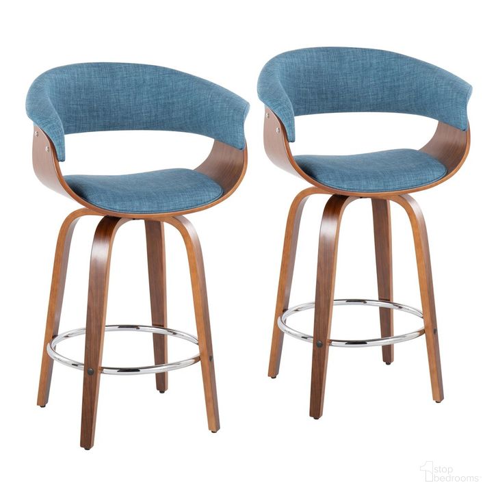 The appearance of Vintage Mod 26 Inch Fixed Height Counter Stool Set of 2 In Chrome designed by Lumisource in the transitional interior design. This light blue piece of furniture  was selected by 1StopBedrooms from Vintage Mod Collection to add a touch of cosiness and style into your home. Sku: B26-VMO-GRTZR2 WLWLBU2. Material: Wood. Product Type: Barstool. Image1