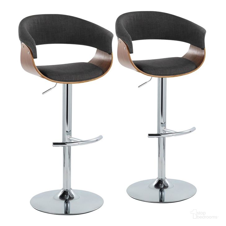 The appearance of Vintage Mod Adjustable Height Barstool Set of 2 In Chrome designed by Lumisource in the transitional interior design. This black piece of furniture  was selected by 1StopBedrooms from Vintage Mod Collection to add a touch of cosiness and style into your home. Sku: BS-VMO-RT2 CHRWLCHAR2. Material: Wood. Product Type: Barstool. Image1