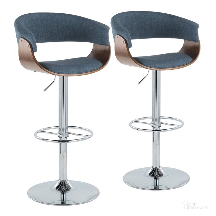 The appearance of Vintage Mod Adjustable Height Barstool Set of 2 In Chrome designed by Lumisource in the transitional interior design. This teal piece of furniture  was selected by 1StopBedrooms from Vintage Mod Collection to add a touch of cosiness and style into your home. Sku: BS-VMO-WHL2 CHRWLBU2. Material: Wood. Product Type: Barstool. Image1