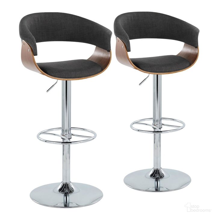 The appearance of Vintage Mod Adjustable Height Barstool Set of 2 In Chrome designed by Lumisource in the transitional interior design. This black piece of furniture  was selected by 1StopBedrooms from Vintage Mod Collection to add a touch of cosiness and style into your home. Sku: BS-VMO-WHL2 CHRWLCHAR2. Material: Wood. Product Type: Barstool. Image1